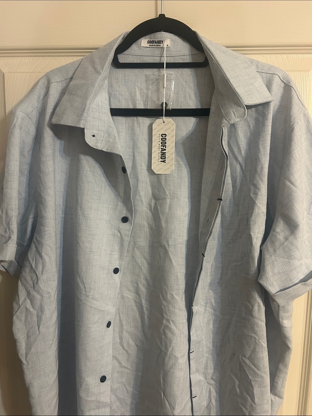 Coofandy Men's XL Light Blue Short-Sleeve Button Down Shirt